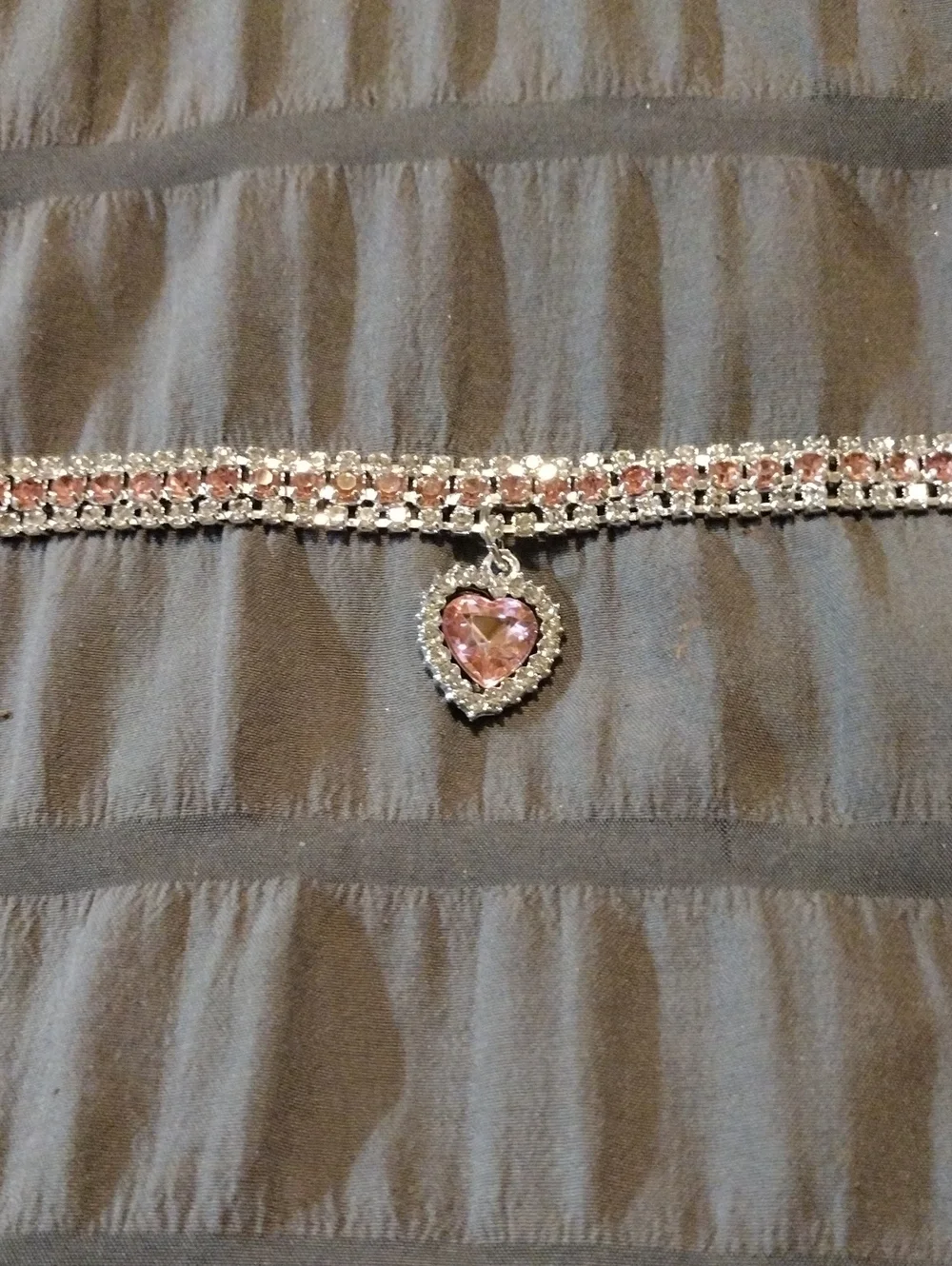 Pink Crystal Heart Pendant Collar For Dog Or Cat